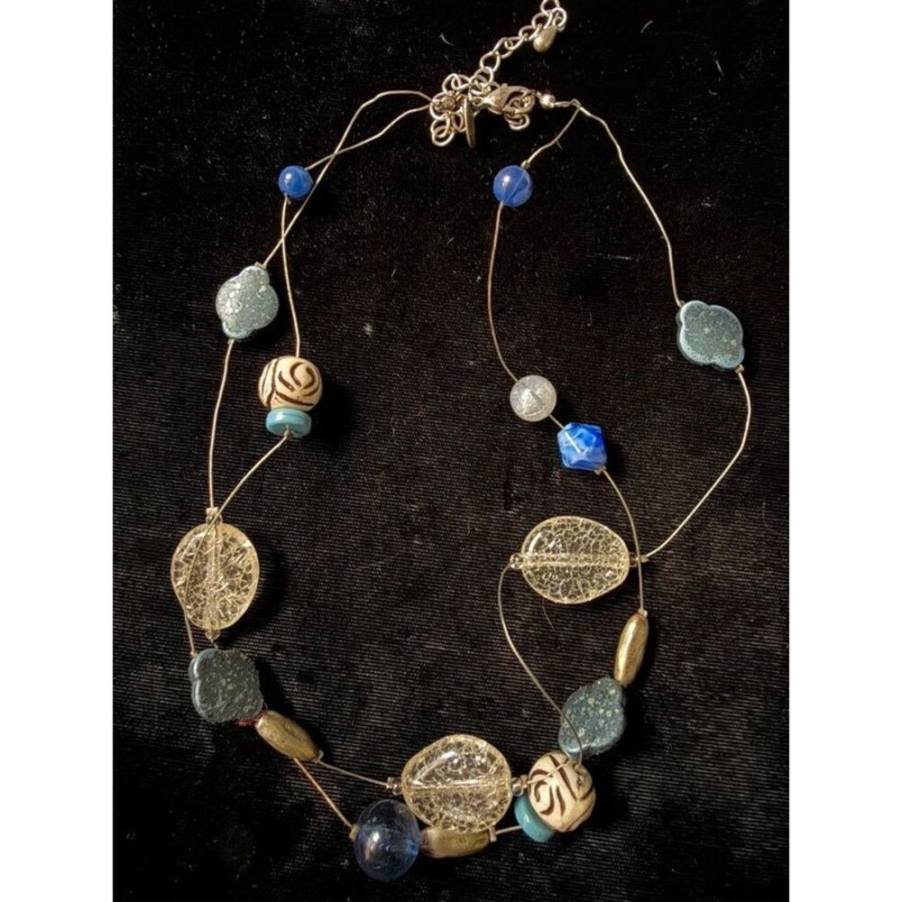 Laura Ashley 2-Strand Floating Blue Glass Necklace